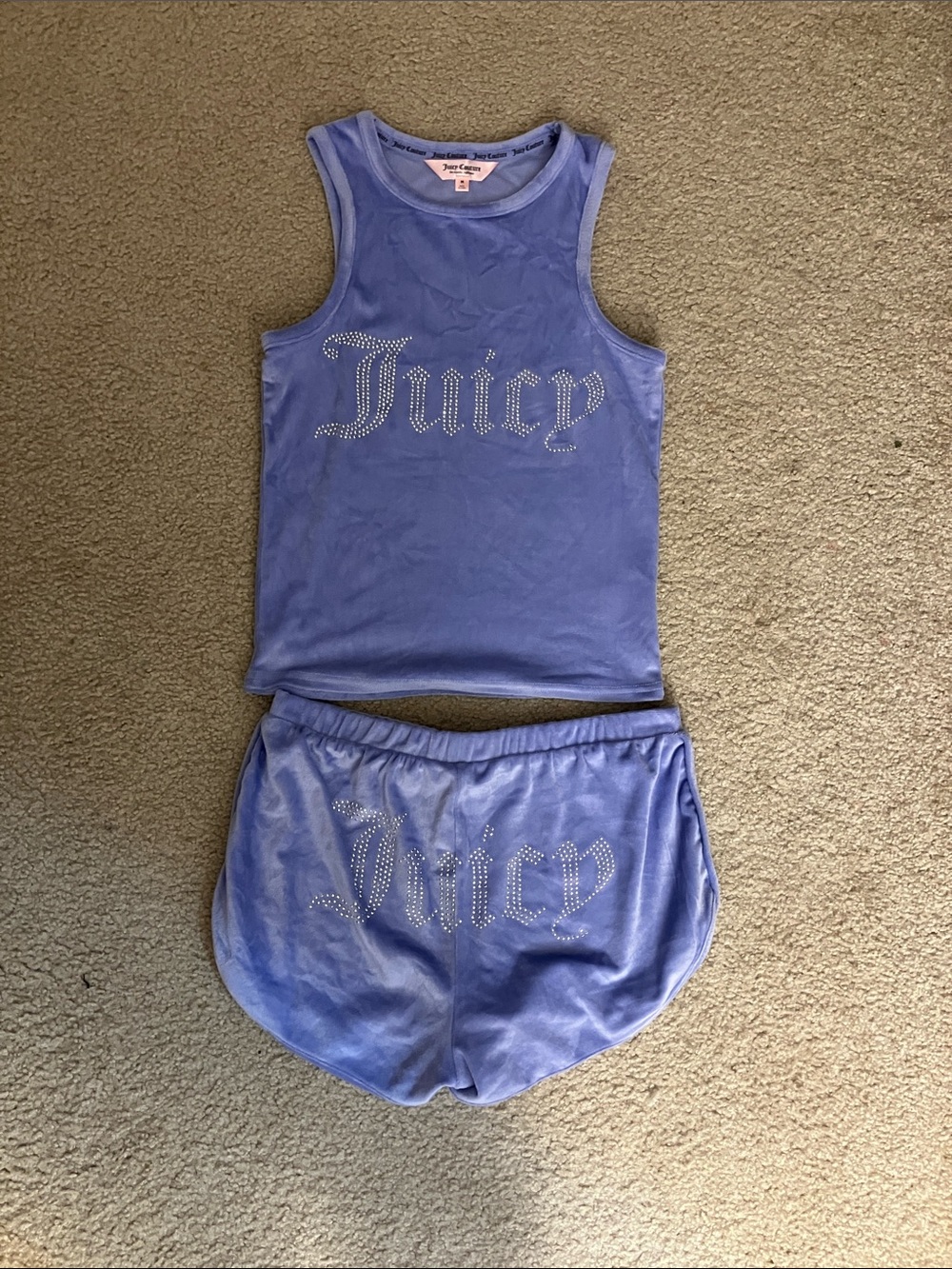 Juicy Couture Purple Velour Tank & Shorts Set
